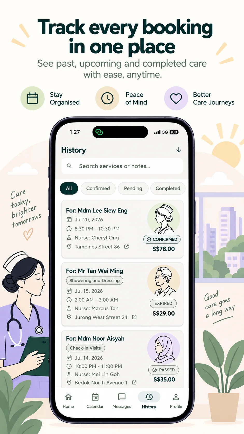 NurseLink app: Track every booking in one place